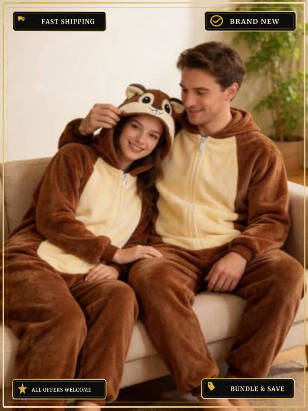 Squirrel Onesie Adult Unisex Flannel Animal Costume Halloween Cosplay - Picture 5 of 6